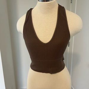 Brown stretchy crop top